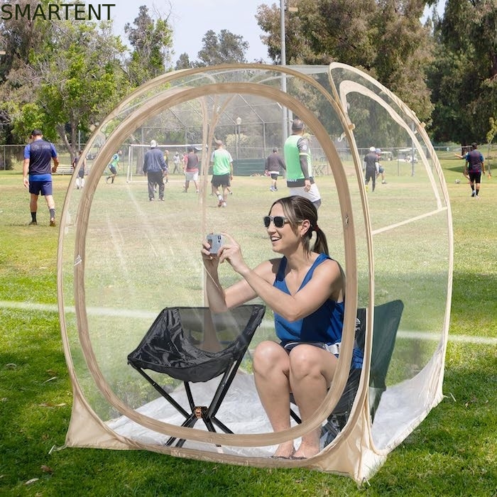 50*50*62'inch Outdoor PVC Transparent Waterdicht Eénlaag Glasvezel Frame Pop Up Sporttent Met UV Bescherming leverancier