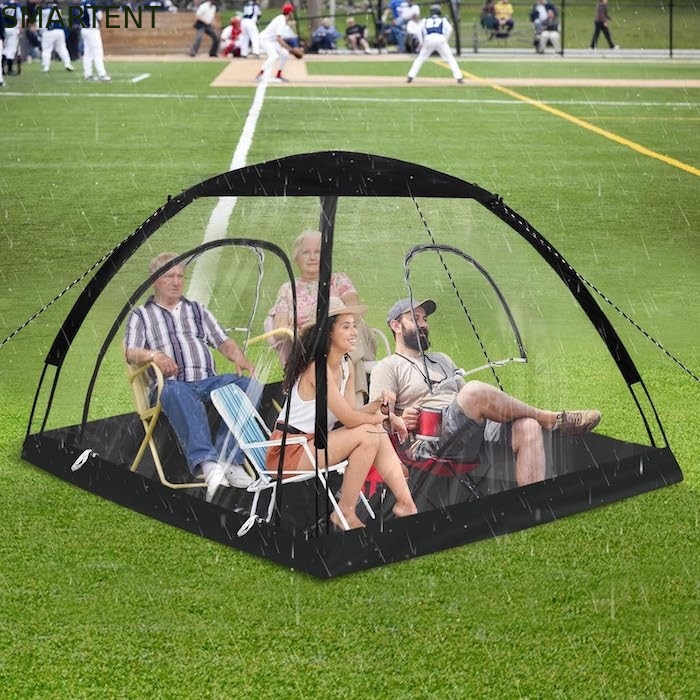 71*71*65'inches 4 personen TPU Transparent Glasvezel Frame Quick Set Up Waterdicht UV Bescherming Pop Up Sports Tent leverancier