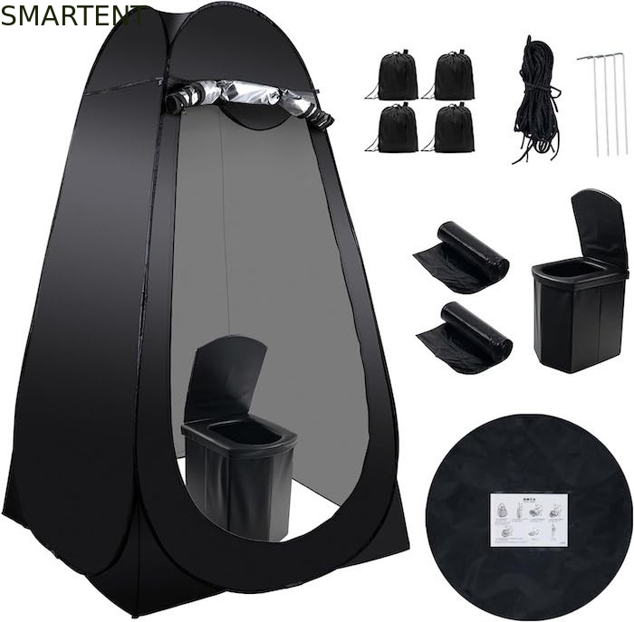 47.2*47.2*74.8 inch zwart zilver gecoate polyester pop-up privacy tent met UV bescherming voor camping strand evenementen leverancier