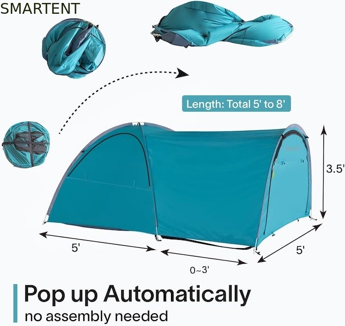 2.44*1.52*1.07M 4 seizoenen automatische groene waterdichte PU2000MM gecoate polyester 2-persoons pop-up pickup camping tent leverancier