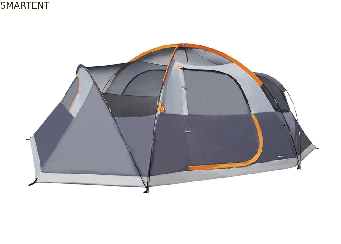 4.57*2.74*1.78M 8-persoons buitententent met dubbele laag grijs waterdicht gecoat polyester camping tent voor 3 seizoenen leverancier