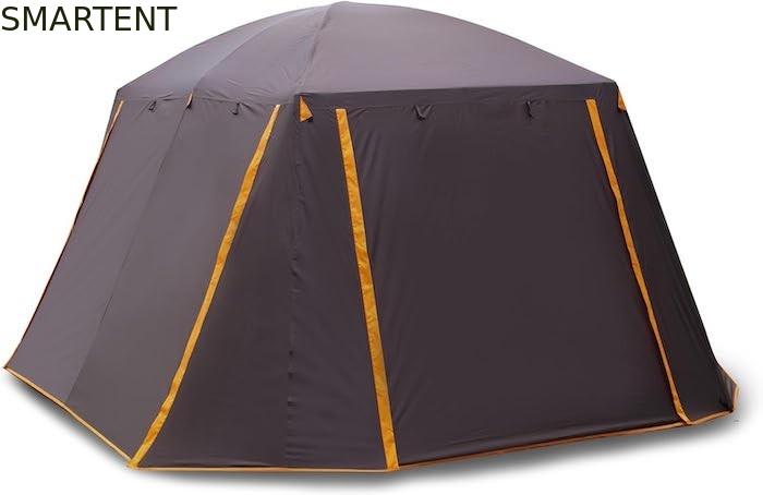 6 personen Ruime bruine kleur waterdicht gecoat polyester buitenshuis groot gezin kamperen tenthuizen met glasvezel palen leverancier