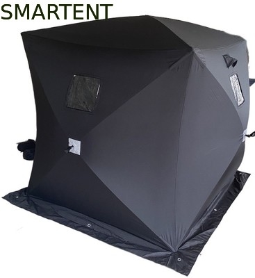 147X147X165CM Zwart Outdoor Work Tent Glasvezel Waterdicht Gecoat Polyester 150D Een Man Flip Over IJsschutter leverancier