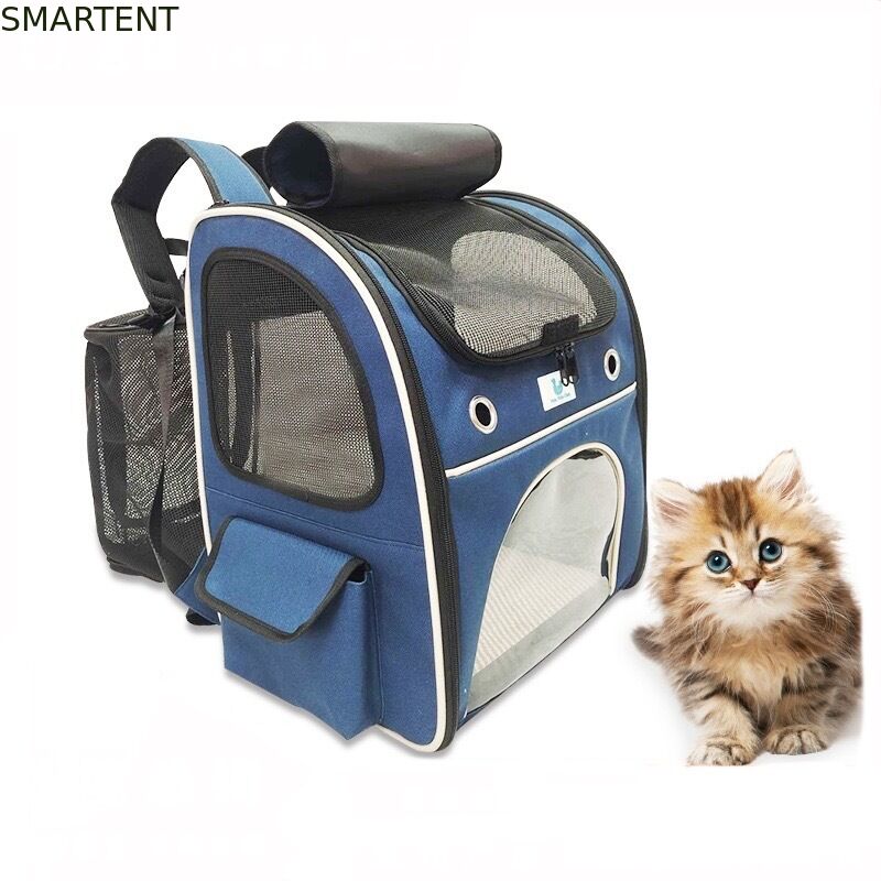 Washable Blue Polyester Oxford Expandable Pet Rucksack Travel Bag Durable Non Toxic Ideal For Indoor Outdoor Pet Owners Needing Safe And Easy To Clean Travel Gear leverancier