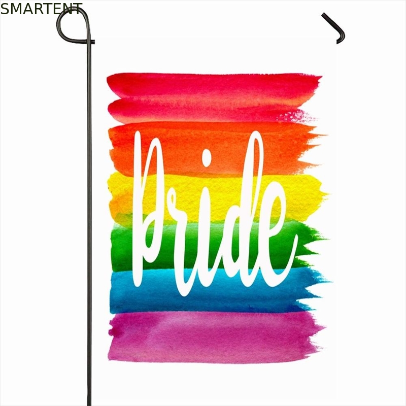 100D het Strand van de de Overdrachtdouane van de polyesterhitte markeert Regenboog Vrolijk Pride Garden Banner leverancier