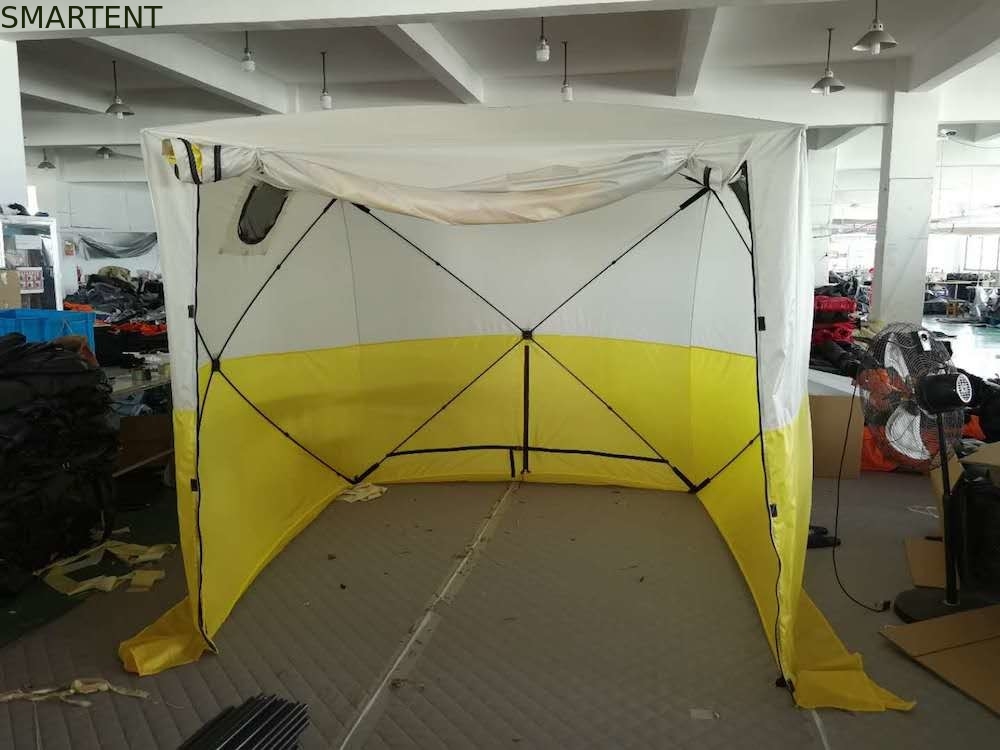 235*235*200MM Outdoor Vissen Onderdak PU Gecoat 200D Polyester Oxford Glasvezel Tweekleurige Camping Tent leverancier